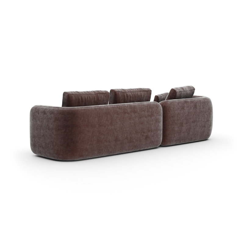 Overlap Left Chaise Sec Small Dk Taupe, Left Hand Facing, Brown Polyester Blend