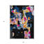 Tapis extérieur lavable abstrait noir, bleu et rose 5 pi x 8 pi