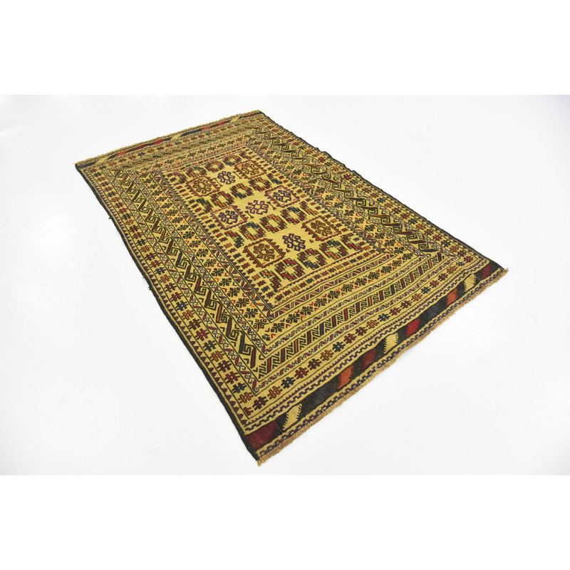 Tapis de zone en laine vert/brun 3 pi 10 po x 6 po one-of-kind main-noué la Warminster