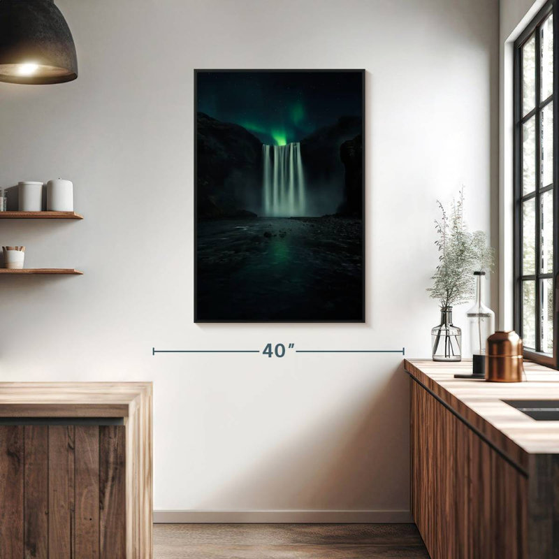 Nuit verte, Cadre flottant noir, 27 po x 40 po