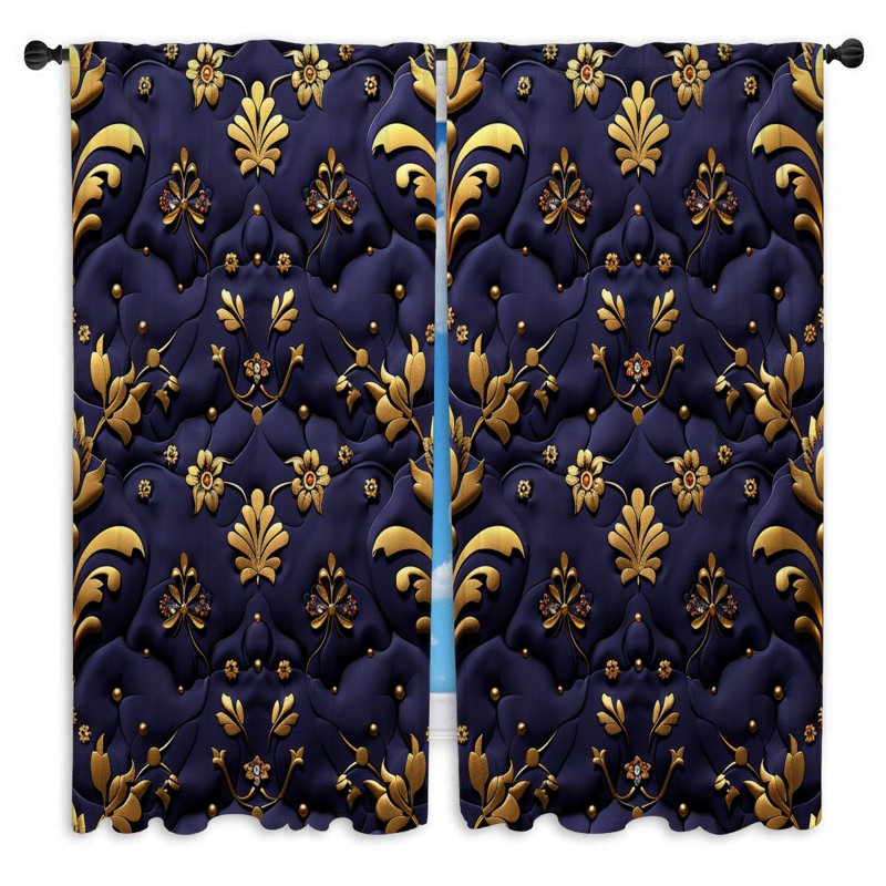Rideaux de fenêtre à motif floral et rideaux de fleurs décoratifs de luxe - 2 panneaux, L 40 po x L 82 po