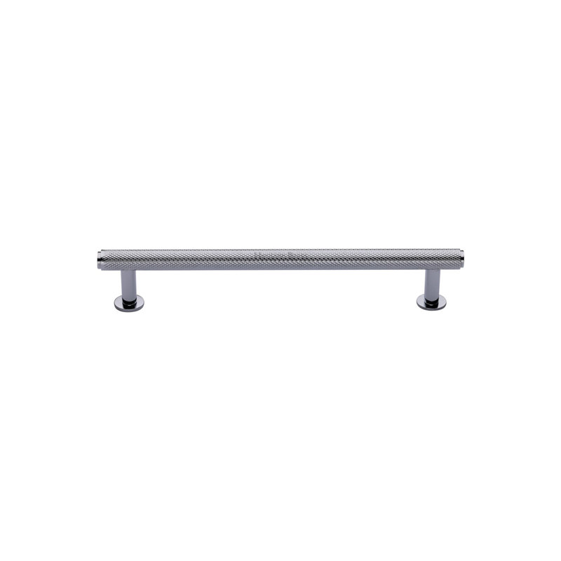 Heritage Brass Heritage Cabinet Pull Knurled Design with Rose, Polished Chrome, 9.6cm