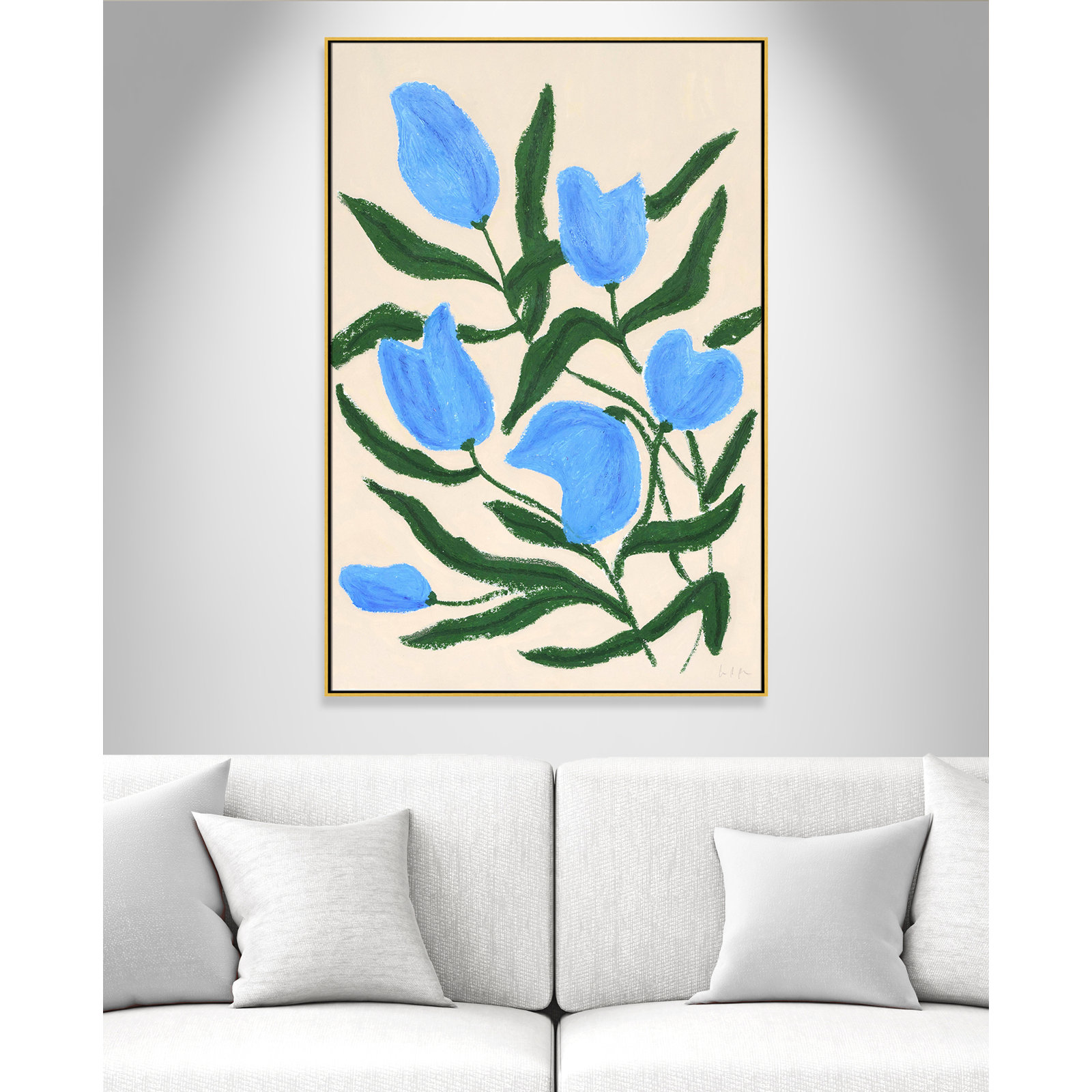 Blue Tulips Print by Camilla Bergqvist, Gold, 61.5" H x 41.5" W
