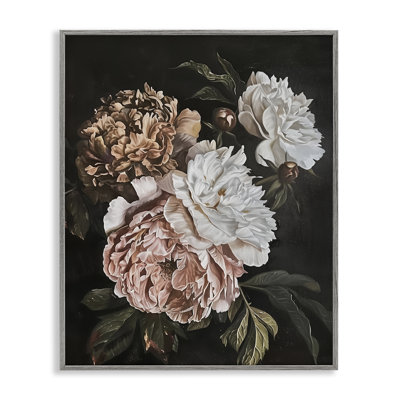 Moody Peonies on Black Framed Giclee, design by Arlington Prints