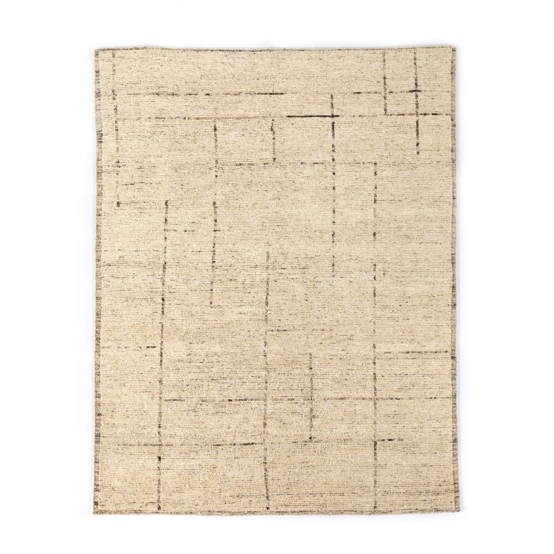 Shervin Geometric Area Rug in White/Neutral, Rectangle 9' x 12'