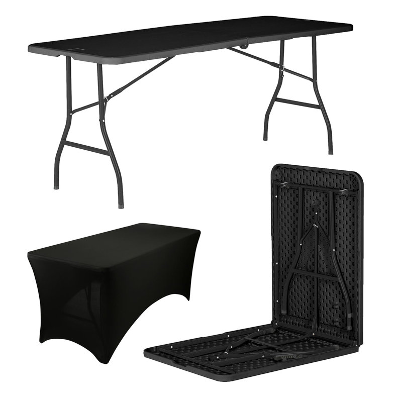180cm Rectangular Folding Table, Black