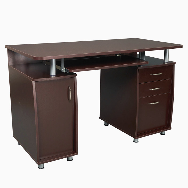 Bureau d'ordinateur avec rangement Techni, Brun