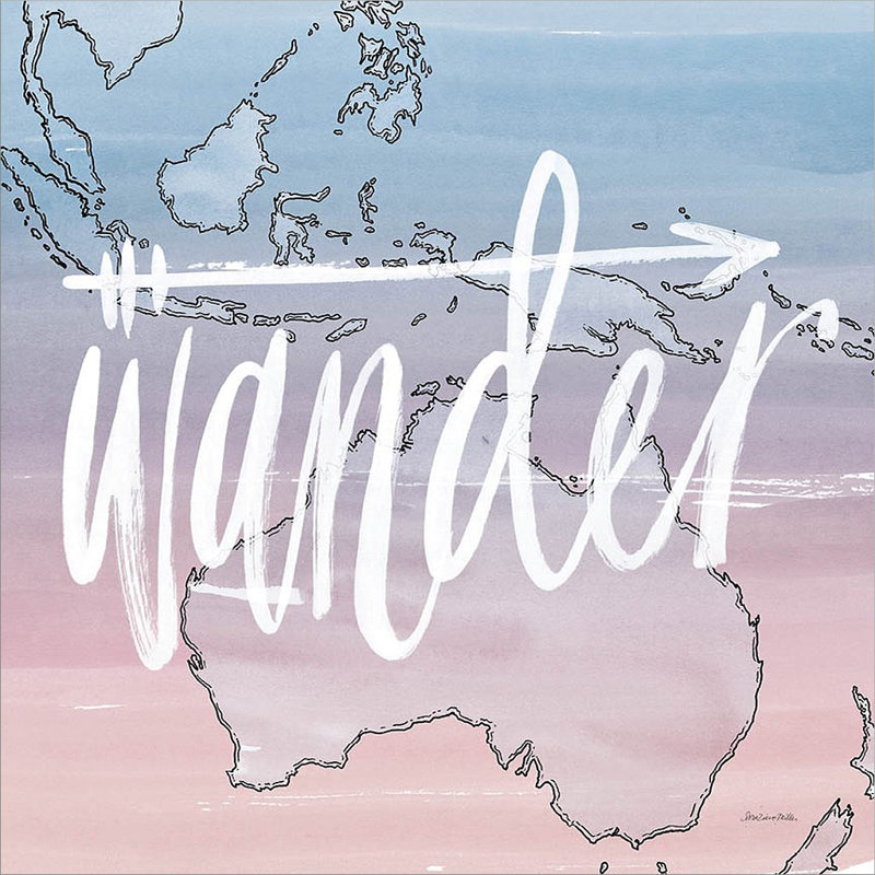 «World Traveller Wander» par Sara Zieve Miller, art mural encadré