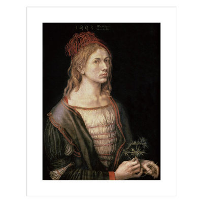 Self Portrait with a Thistle by Albrecht Dürer -Framed Giclee Print