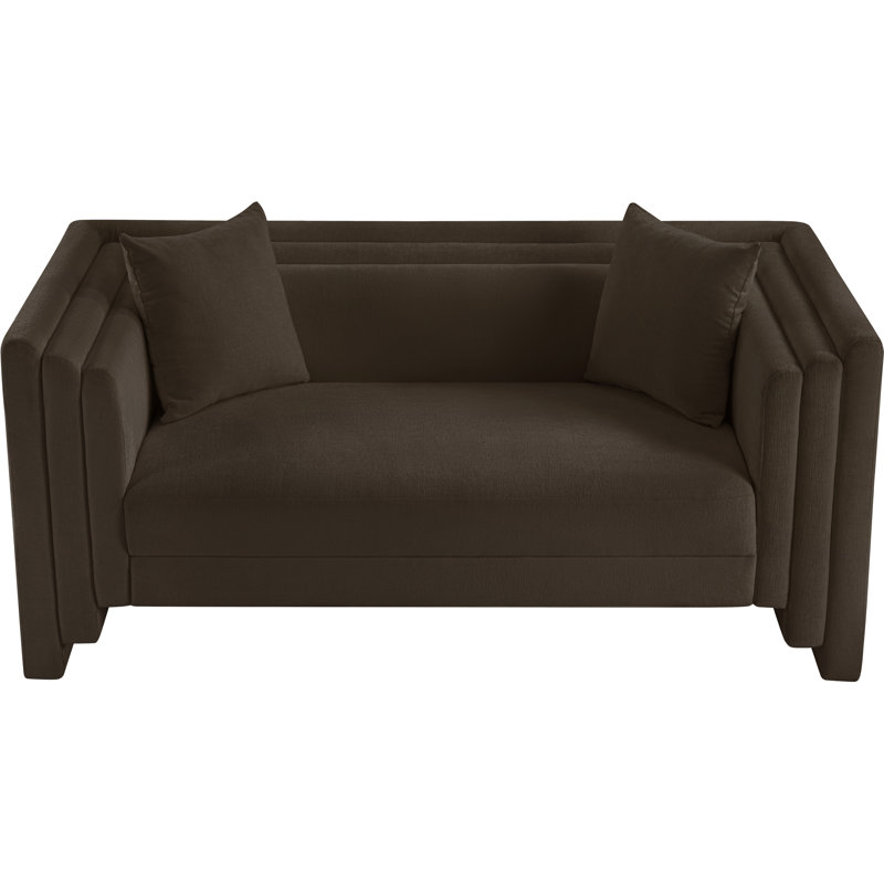 Jalice Chenille Fabric Loveseat, Tissu chenille brun