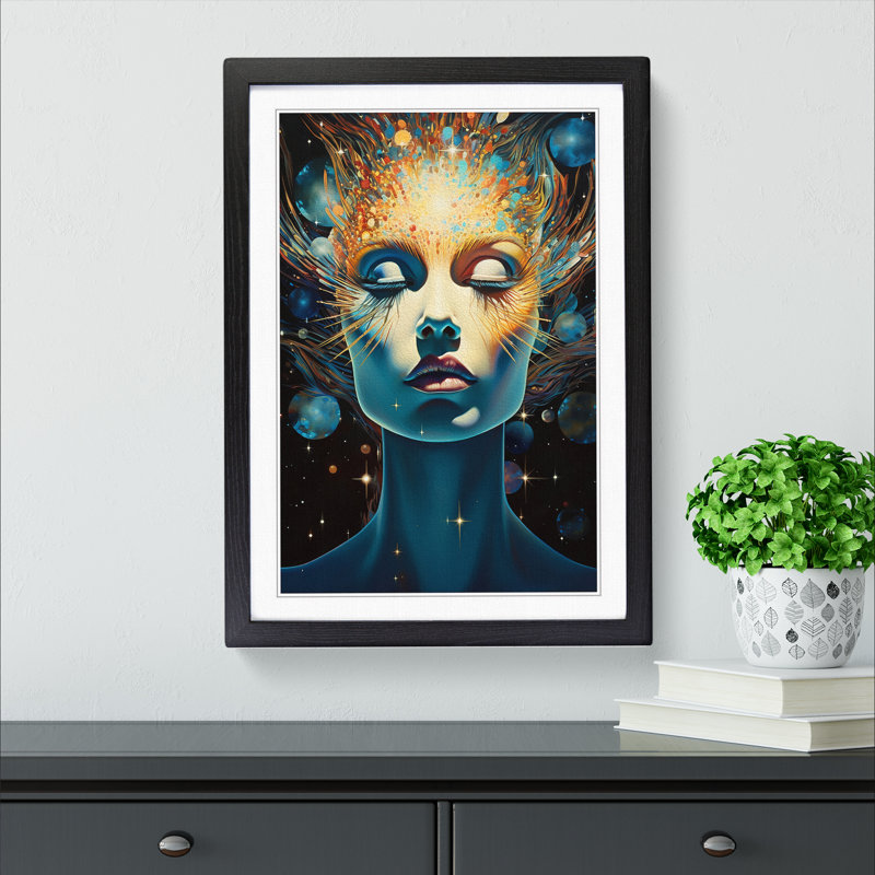 Galaxy Art Deco - Framed Print, 34cm H x 25cm W, Black Framed