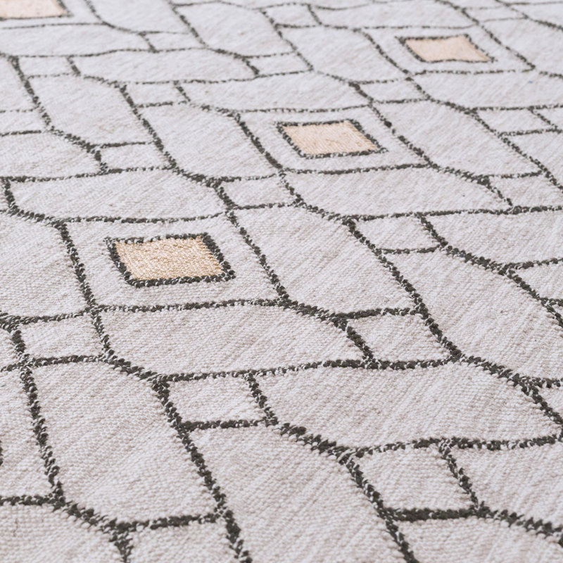 Ashes Geometric Hand-Loomed 5'3" x 7'6" Recycled P.E.T. Area Rug in Gray, Rectangle 6'7" x 9'8"