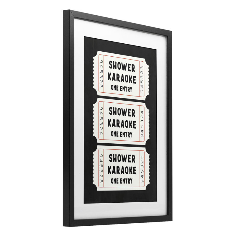 Douche de karaoké de douche, impression encadrée sous verre, design par lettré et doublé, H 20 po x l 14 po