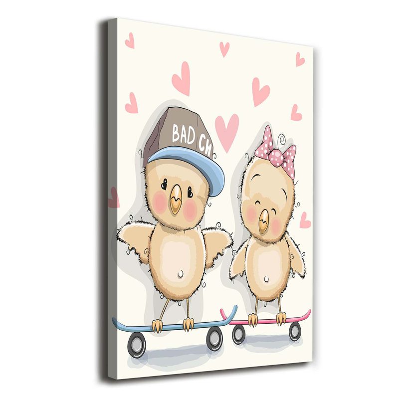 Skateboard Chickens - Wrapped Canvas Print