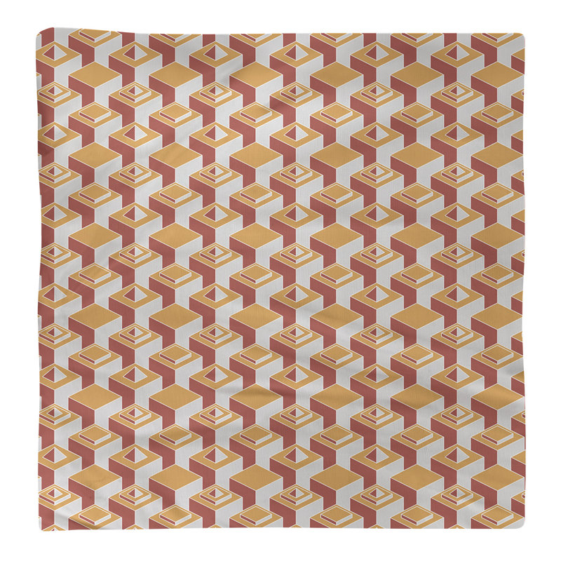 Serviette de table en coton à motif de gratte-ciels à deux couleurs, H 0,1 po x l 22 po x P 22 po, Orange/rouge