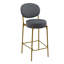 Ensemble de 2 tabourets de bar rembourrés de velours avec tabouret de comptoir rond avec dossier et repose-pieds
