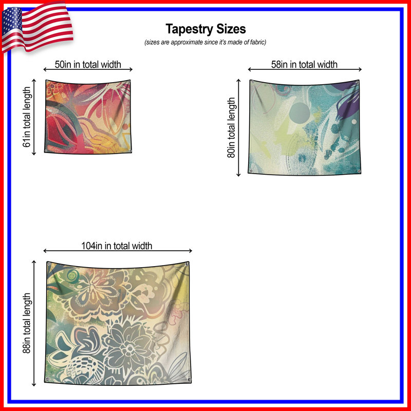 Tapisserie florale - Art mural, H 68 po x l 80 po avec 4 œillets