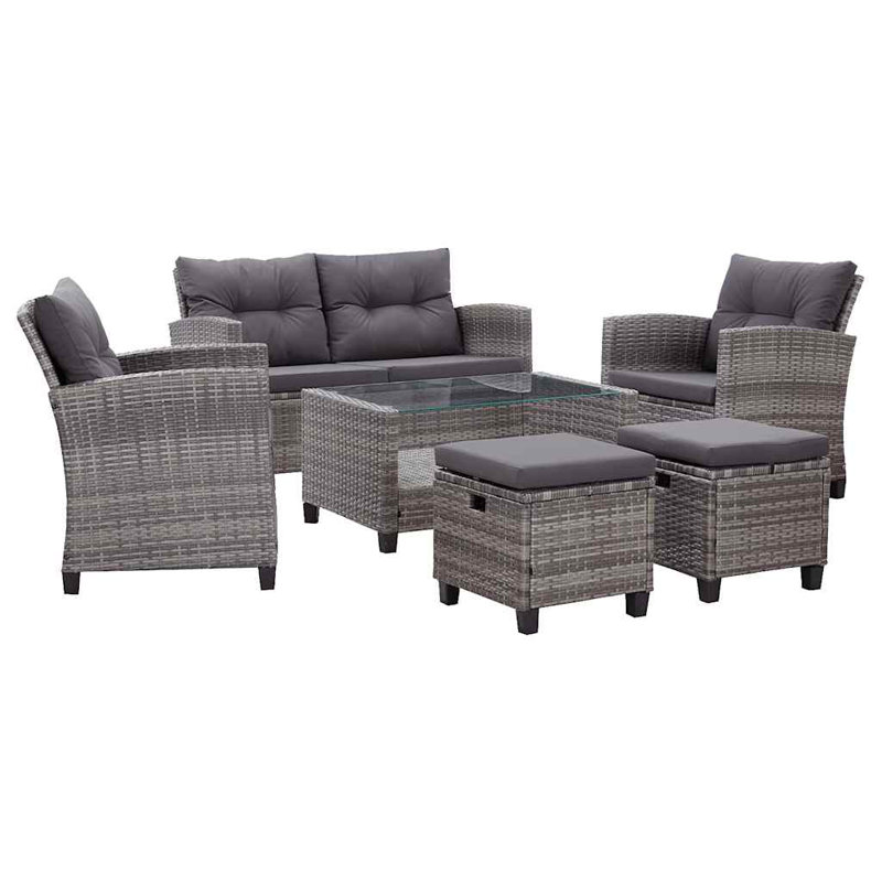 Sarani 6 Piece Lounge Chair with Cushions, Gray, Gray