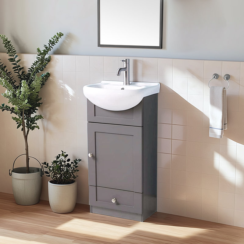 Ensemble de meuble-lavabo simple autoportant moderne de 18 po pour petits espaces, Gris
