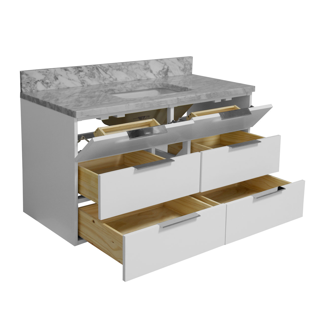 Mitchell 42" Carrara Marble Single Bathroom Vanity, Carrara Marble, White