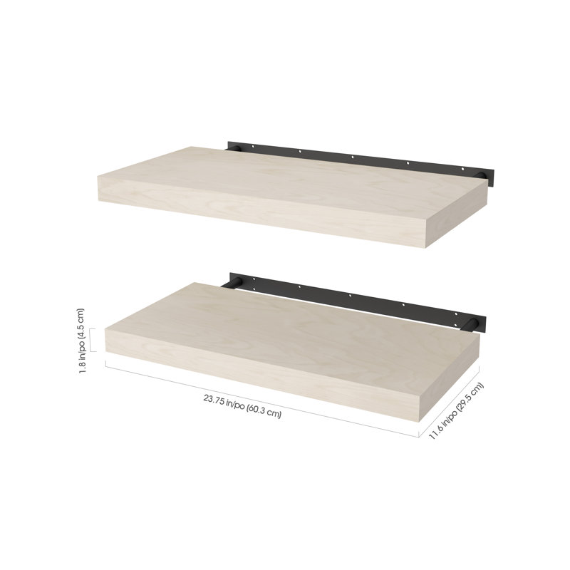 Tablette flottante 2 pièces Ayvin, Naturel, H 1,8 po x l 24 po x P 12 po