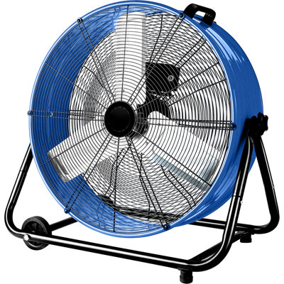 Industrial Fan 24 Inch Heavy Duty Drum 3 Speed 8900 Cfm Air Circulation High Velocity Fan For Warehouse, Workshop, Factory, Commercial, Residential And Greenhouse Blue