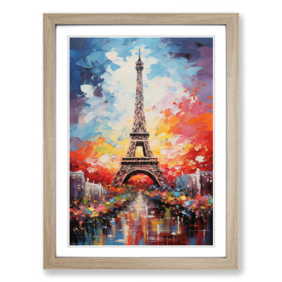 Eiffel Tower Action Painting No.3 - Single Picture Frame Print on Wood
