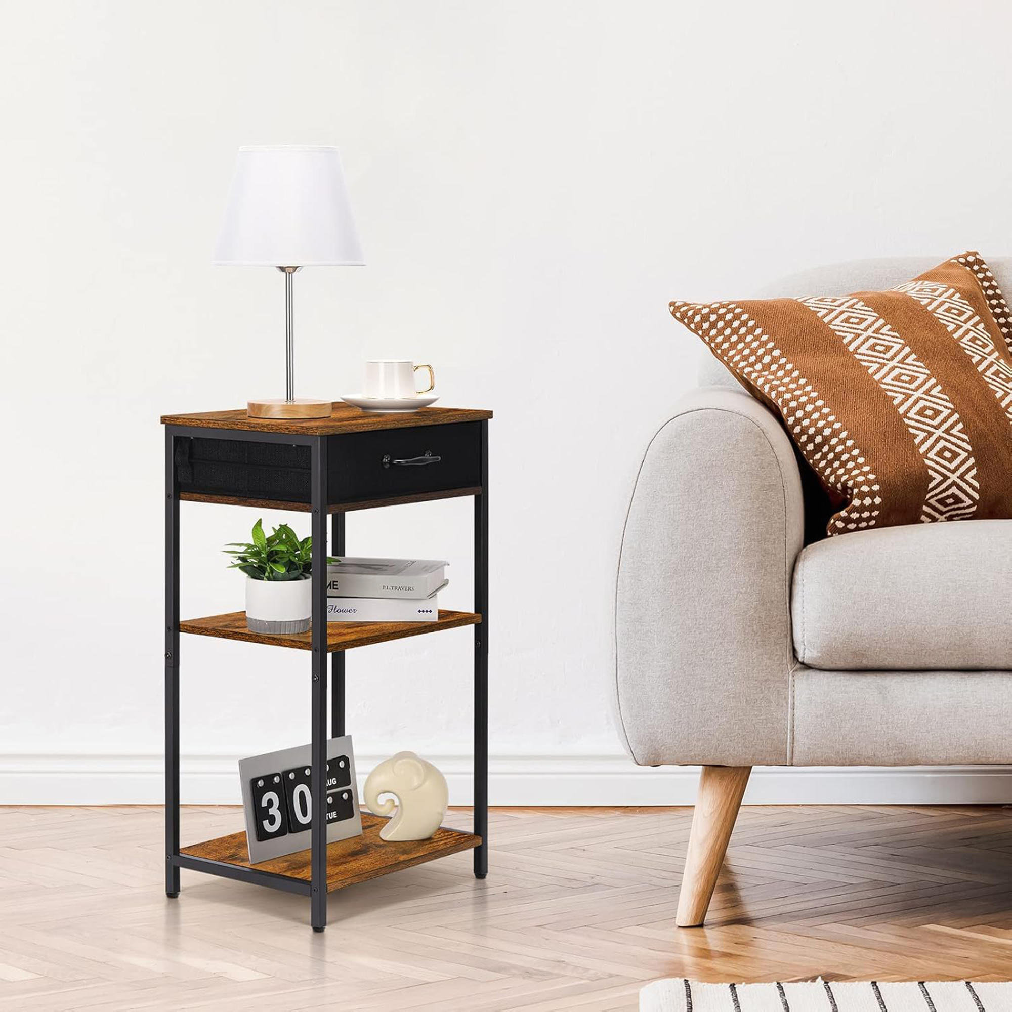 17 Stories Brown 3-Tier Printer Stand With Storage - Home Printer Table ...