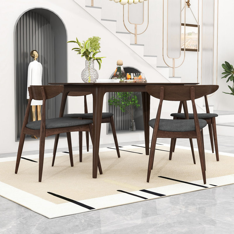 Ensemble de table de salle à manger 5 pièces avec table rectangulaire et 4 chaises rembourrées ergonomiques