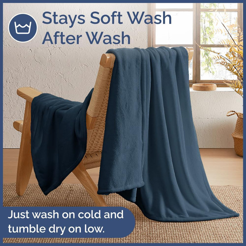 Couverture en molleton doux 300 g / m² Cgk Linens, Bleu