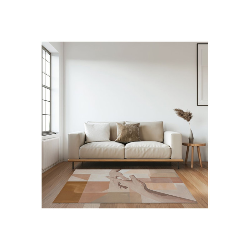 Tapis tissé à motif de mains lavables, Sous-tapis carré 3 pi 11 po inclus