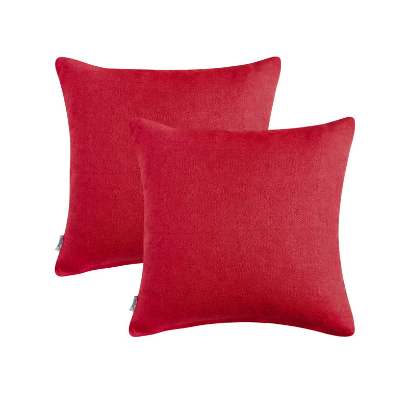 Housse de coussin carré en chenille, 20 po X 20 po, Rouge