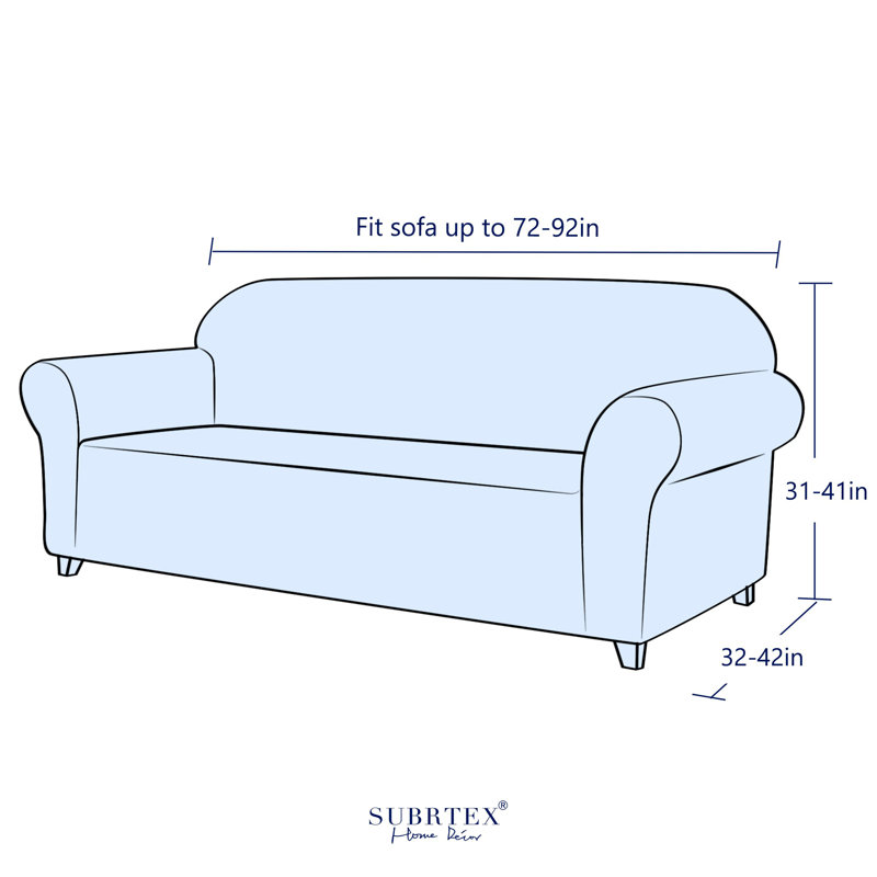 Soft Spandex Stretch Box Cushion Sofa Slipcover, Orange, 104" H x 235" W x 107" D