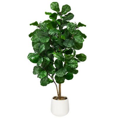 6FT Artificial Fiddle Leaf Fig Tree - Tall Faux Tree, 106 Realistic Leaves, Tall Large Fiddle Leaf Fig Tree Lifelike Fake Potted Tree for Home Office Living Room Corner Porch Indoor Decor