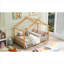 Lit plateforme plateforme compacte avec toit et tête de lit, pin naturel