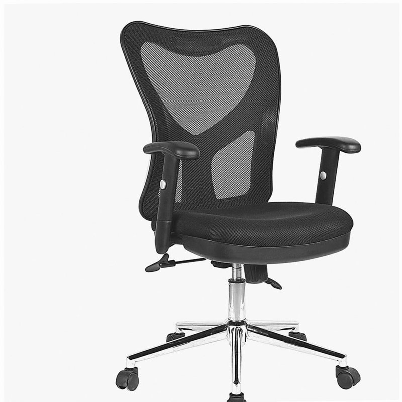 Chaise de bureau en filet à haut dossier avec base en chrome, noir