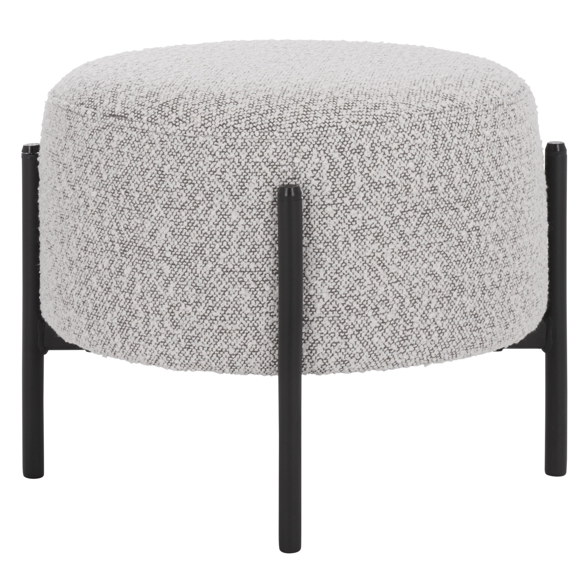 Adria 17" Round Ottoman, Light Gray Boucle