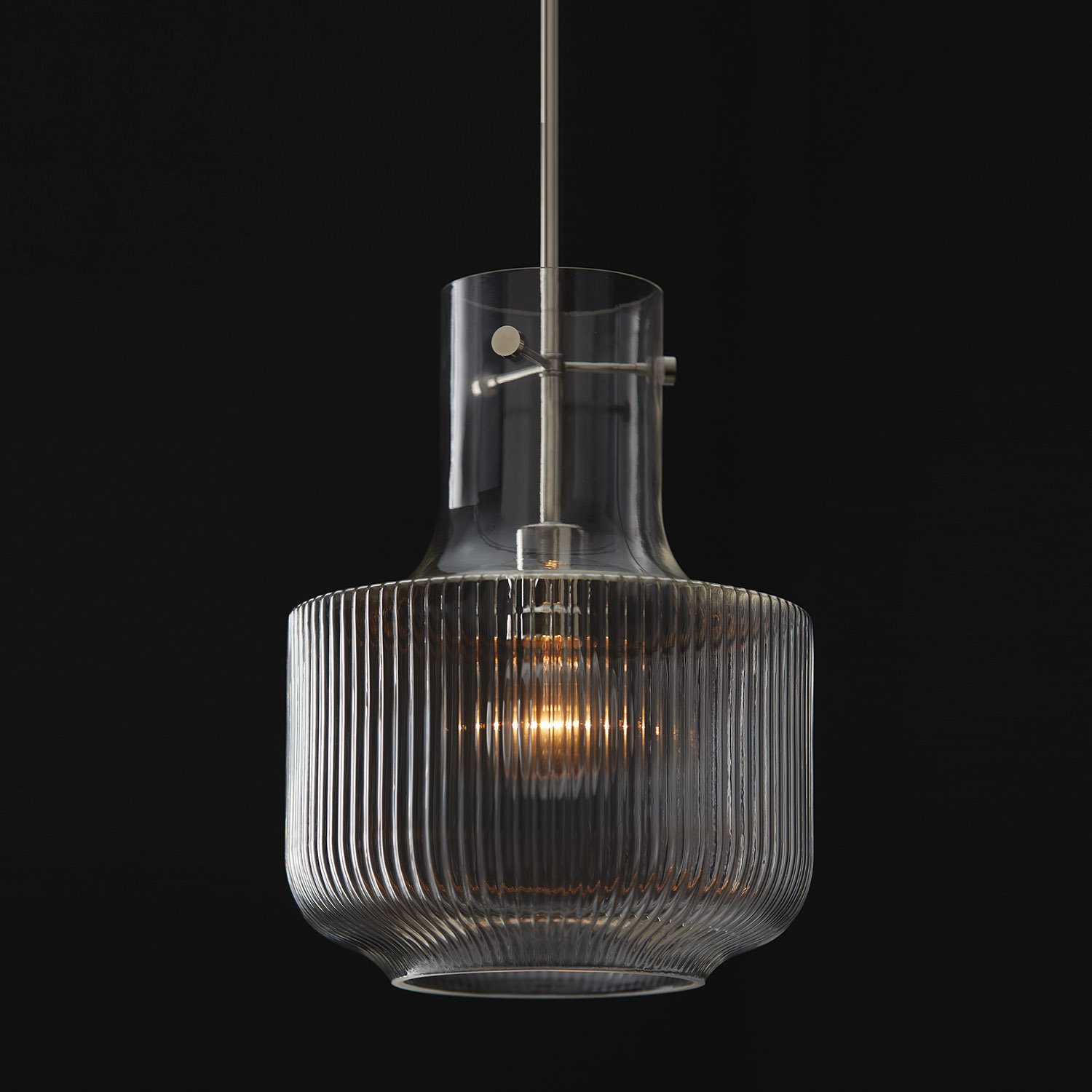 Altera Single Light Glass Dimmable Pendant, Polished Nickel