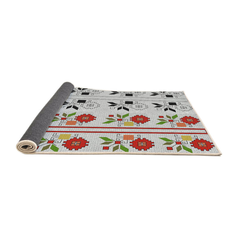 Tapis rouge à motif floral, Rond 6 pi