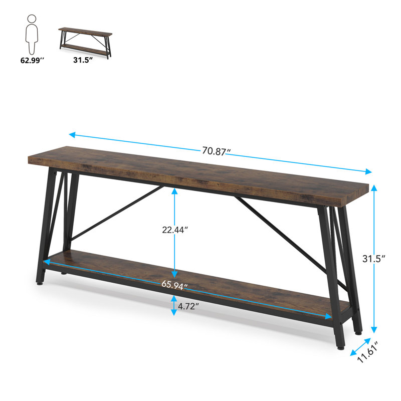 Francessca 70.87'' Console Table, Rustic Brown, Black