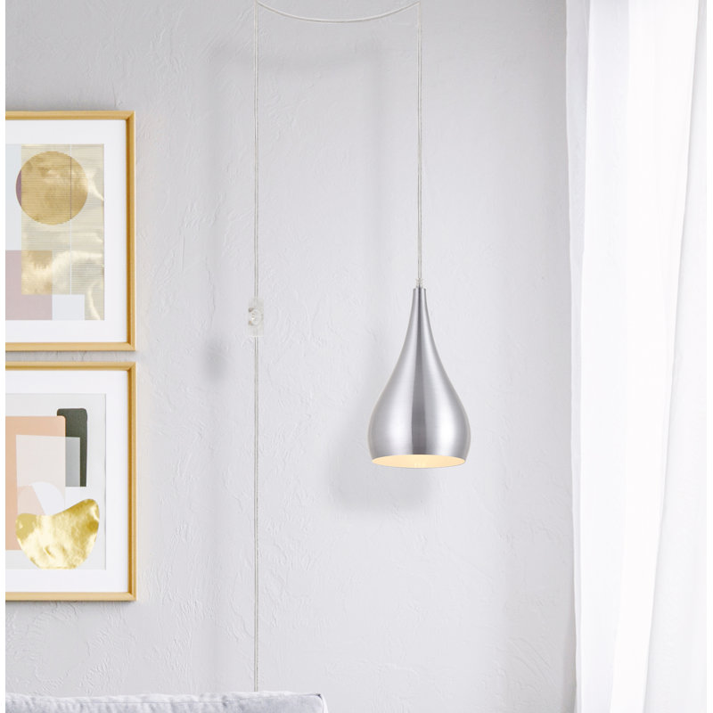 Luminaire suspendu à 1 lumière en forme de goutte, Nickel bruni
