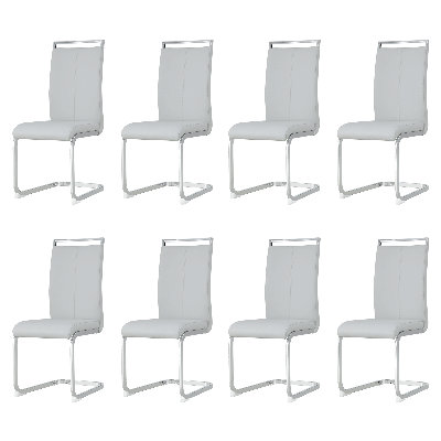 Modern High-Back Faux Leather Cantilever Dining Chairs with Metal Base (Set of 8)