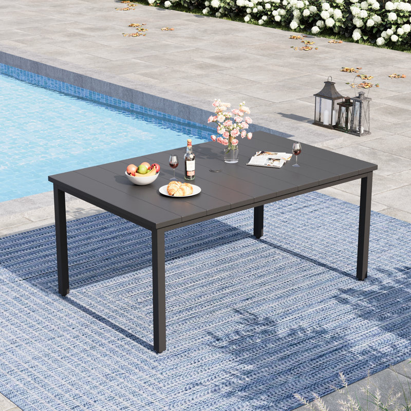 Table de salle à manger rectangulaire pour l'extérieur, Noir