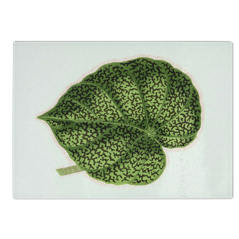 Glass Illustration of A Green Leaf by Benjamin Fawcett Chopping Board, 39 cm W x 28.5 cm L