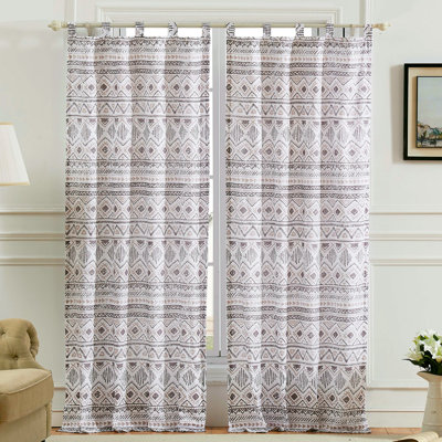 Denmark Geometric Semi-Sheer Tab Top Curtain Panels