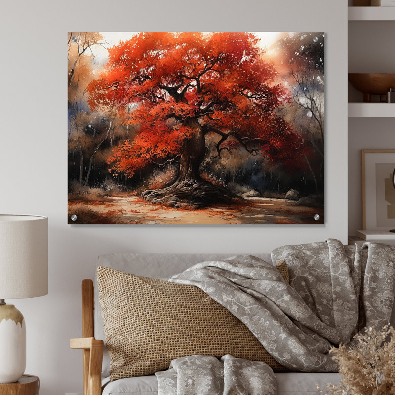 Feuillage d'automne arbre dans les bois II, H 12 po x l 20 po