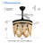  42" BoHo Black Retractable Ceiling Fan with Light Kit and Remote Wooden Beads Shade 6-speed DC Modor-1444378846