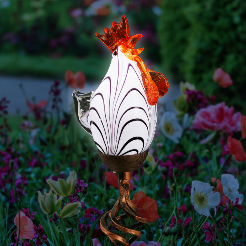 Piquet de jardin en verre solaire rose Exhart, 32 po