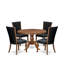 Ensemble de 5 pièces 5 pièces pour 4 tables rondes avec piédestal et 4 chaises Parson en tissu noir, noyer antique-2019914938-2040198128