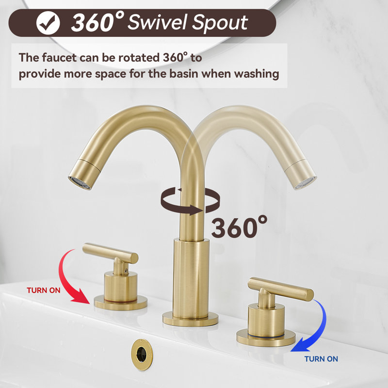 Widespread Double Handle Bathroom Faucet, Brushed Gold